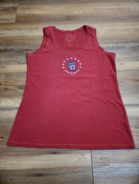 Life Is Good Tank Top Women's M Red Dog Patriotic